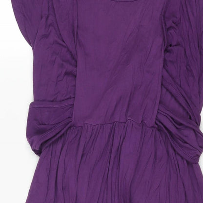 JoJo Maman Bébé Womens Purple Viscose Shift Size M Round Neck Pullover - Crossover Tie Detail