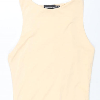 PRETTYLITTLETHING Womens Beige Polyester Bodysuit One-Piece Size 8 Snap