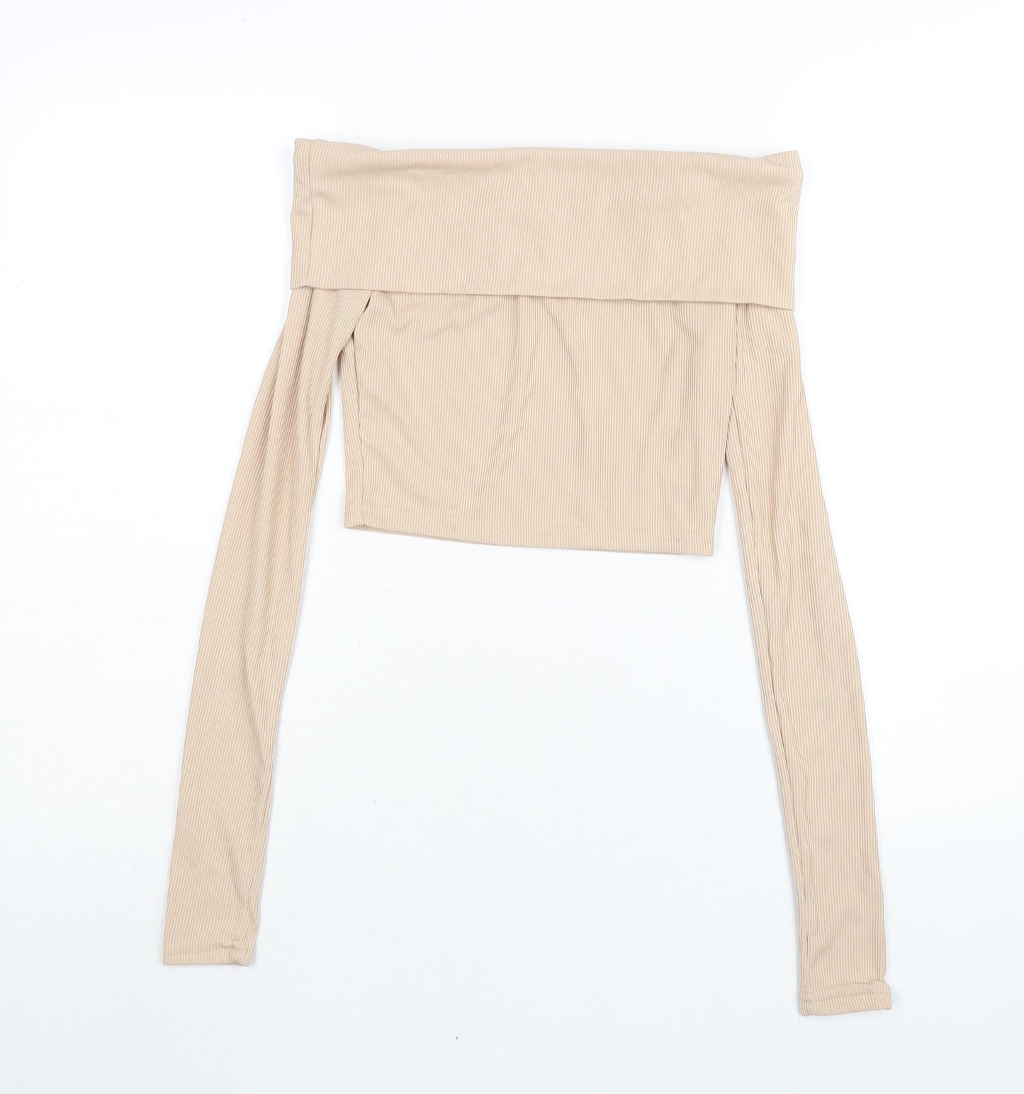 Womens UK Size 8 PRETTYLITTLETHING Beige Cropped Blouse