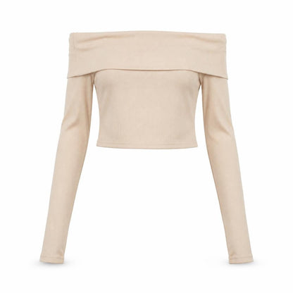 Womens UK Size 8 PRETTYLITTLETHING Beige Cropped Blouse