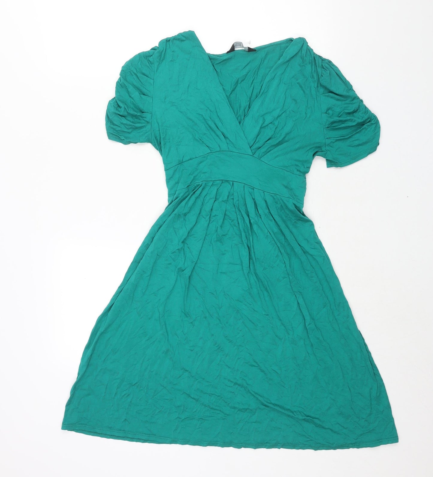 Dorothy Perkins Womens Green Viscose A-Line Size 10 V-Neck Pullover - Belted