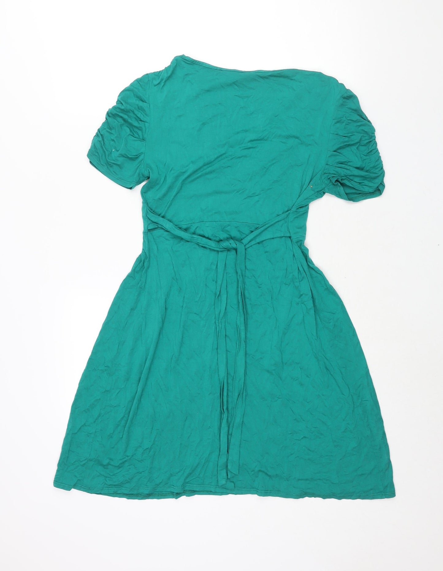 Dorothy Perkins Womens Green Viscose A-Line Size 10 V-Neck Pullover - Belted