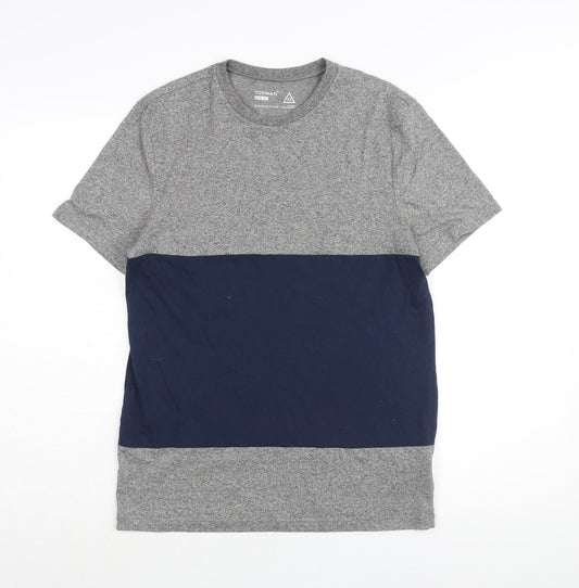 Topman Mens Green Colourblock Cotton T-Shirt Size XS Round Neck