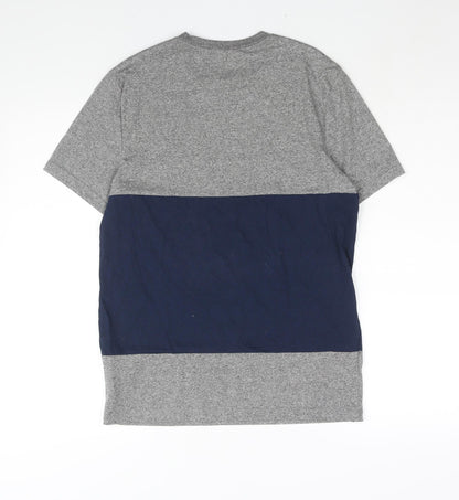 Topman Mens Green Colourblock Cotton T-Shirt Size XS Round Neck