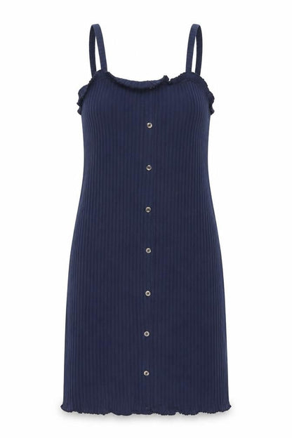 ASOS Womens Blue Polyester Shift Size 12 Square Neck Pullover - Ribbed Button Detail Frill
