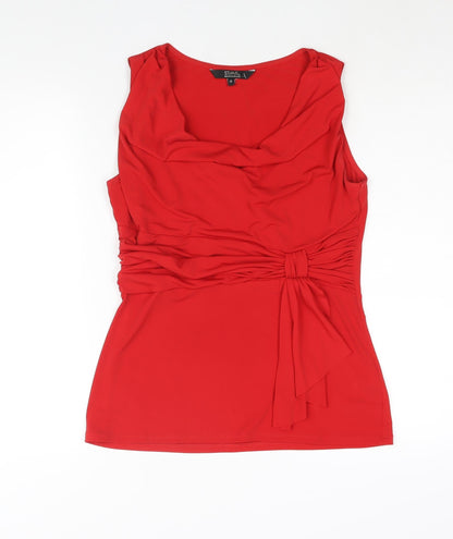 Womens UK Size 14 Julien Macdonald Red Basic Blouse