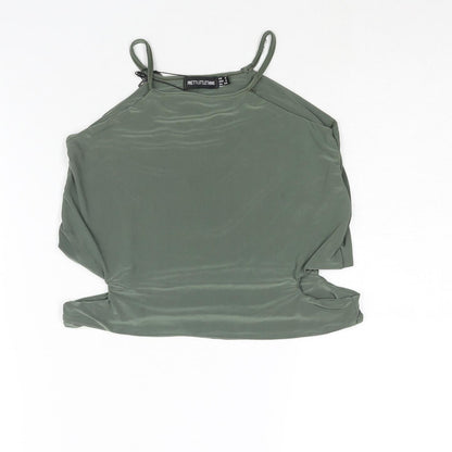 Womens UK Size 8 PRETTYLITTLETHING Green Camisole Blouse