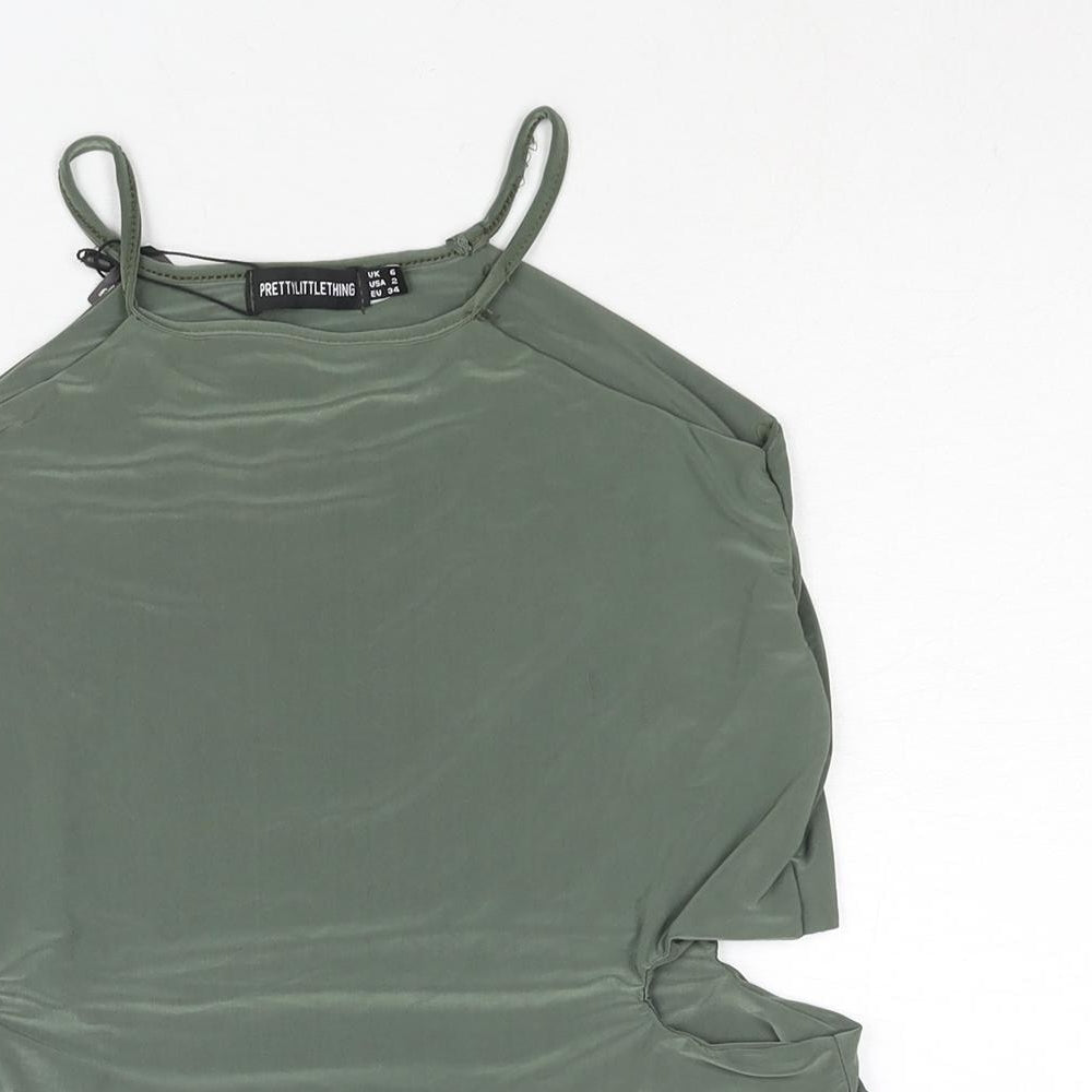 Womens UK Size 8 PRETTYLITTLETHING Green Camisole Blouse