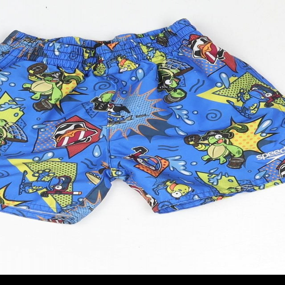 Speedo Boys Blue Geometric Polyester Sweatpants Trousers Size 18-24 Months Pullover - Cartoon Print Logo Swim Shorts