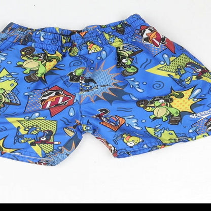 Speedo Boys Blue Geometric Polyester Sweatpants Trousers Size 18-24 Months Pullover - Cartoon Print Logo Swim Shorts