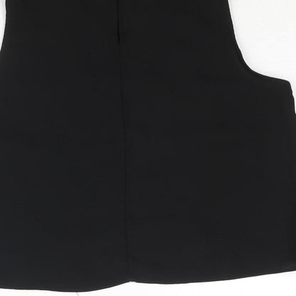 Miss Selfridge Womens Black Polyester Cropped Blouse Size 8 Round Neck - Lace Panel