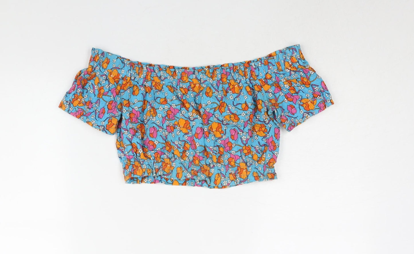 Womens UK Size 10 Topshop Blue Cropped Blouse