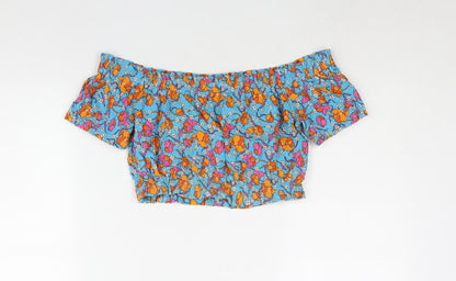 Womens UK Size 10 Topshop Blue Cropped Blouse