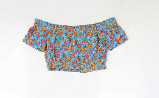 Womens UK Size 10 Topshop Blue Cropped Blouse