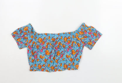 Womens UK Size 10 Topshop Blue Cropped Blouse