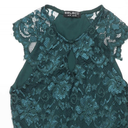 Select Womens Green Polyester Fit & Flare Size 14 Round Neck Pullover - Keyhole Neck