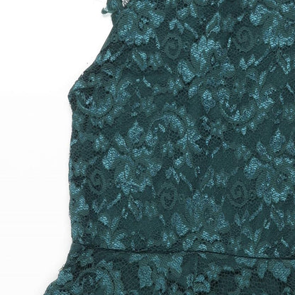 Select Womens Green Polyester Fit & Flare Size 14 Round Neck Pullover - Keyhole Neck