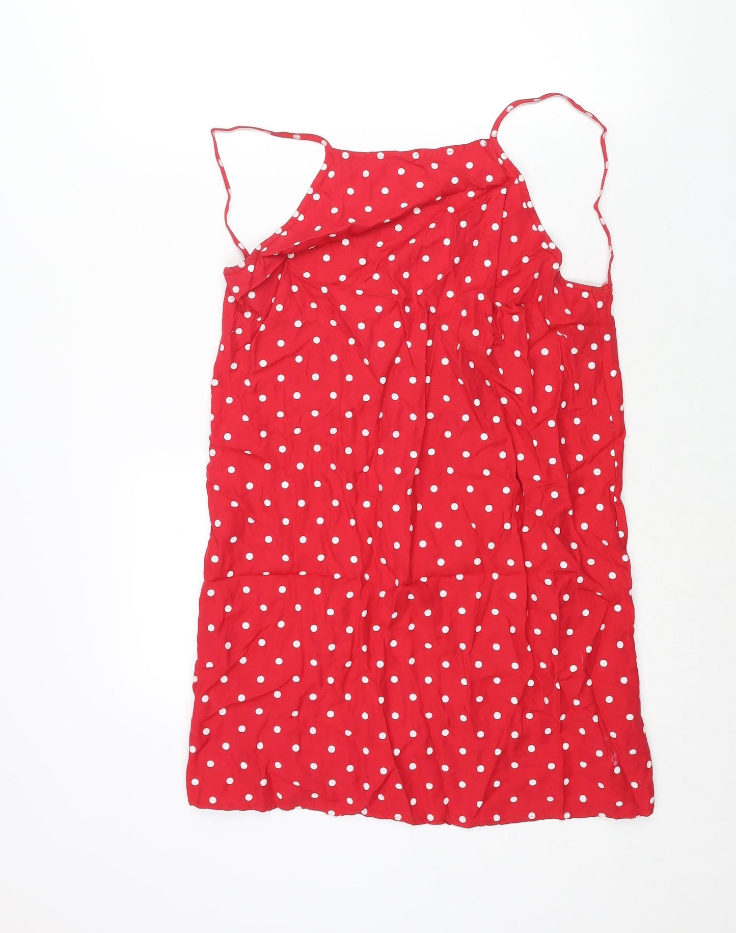 ASOS Womens Red Polka Dot Viscose Mini Size 10 Square Neck Tie
