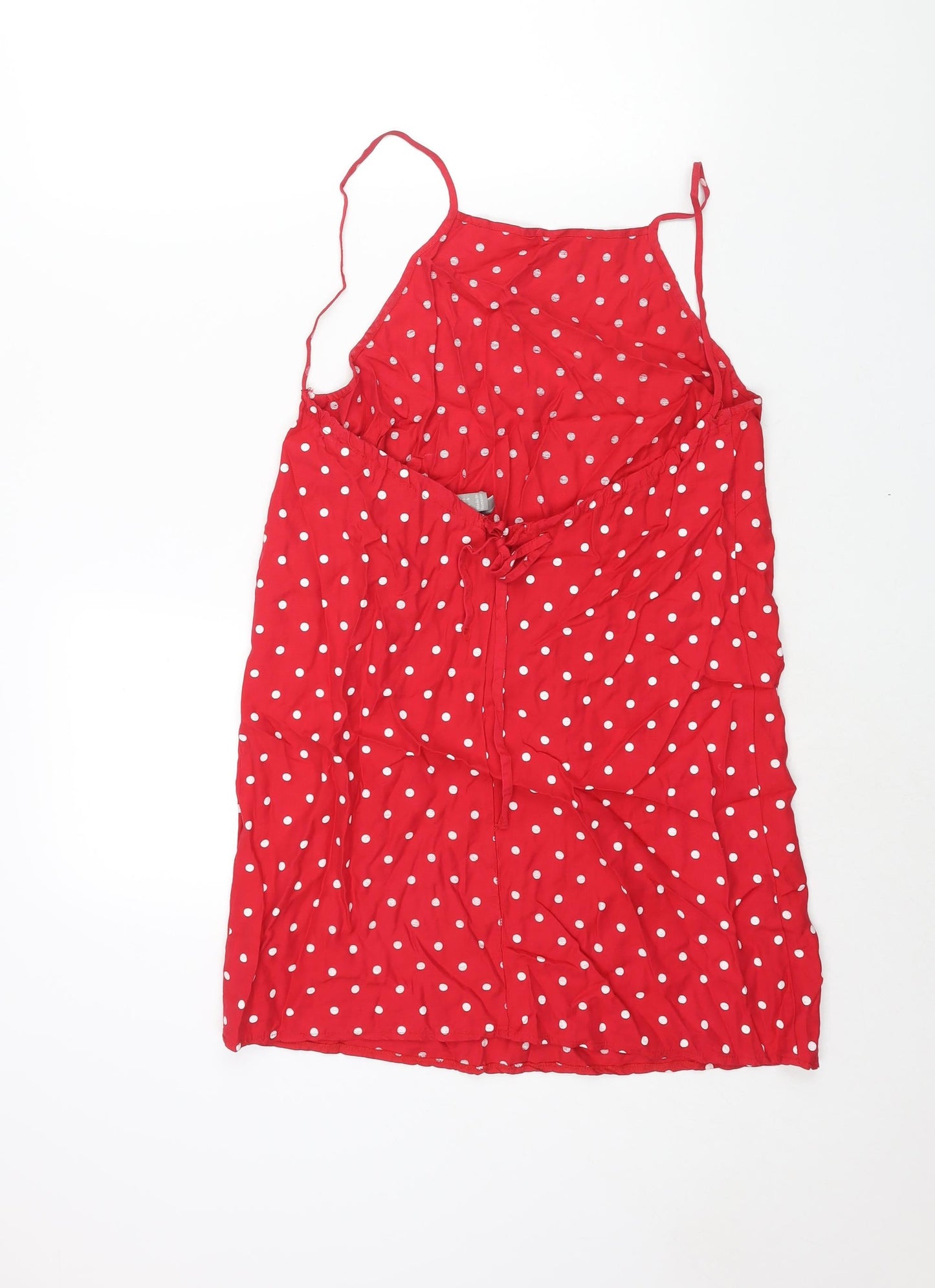 ASOS Womens Red Polka Dot Viscose Mini Size 10 Square Neck Tie