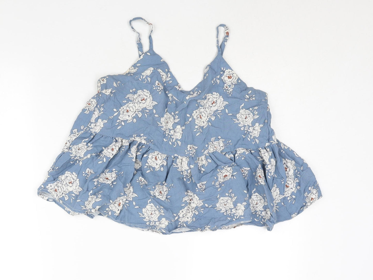 Glamorous Womens Blue Floral Polyester Camisole Blouse Size S Sweetheart - Flare