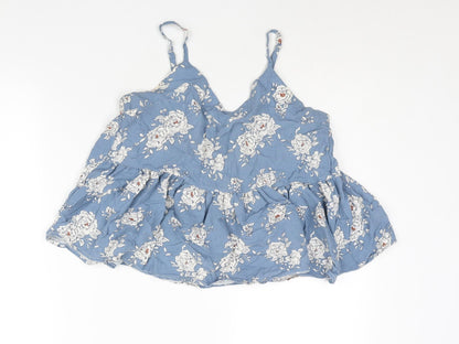 Glamorous Womens Blue Floral Polyester Camisole Blouse Size S Sweetheart - Flare