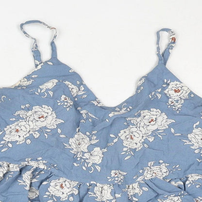 Glamorous Womens Blue Floral Polyester Camisole Blouse Size S Sweetheart - Flare