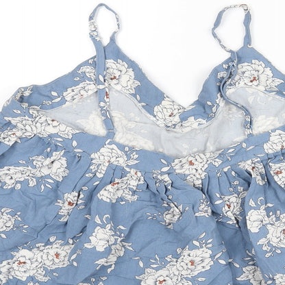 Glamorous Womens Blue Floral Polyester Camisole Blouse Size S Sweetheart - Flare