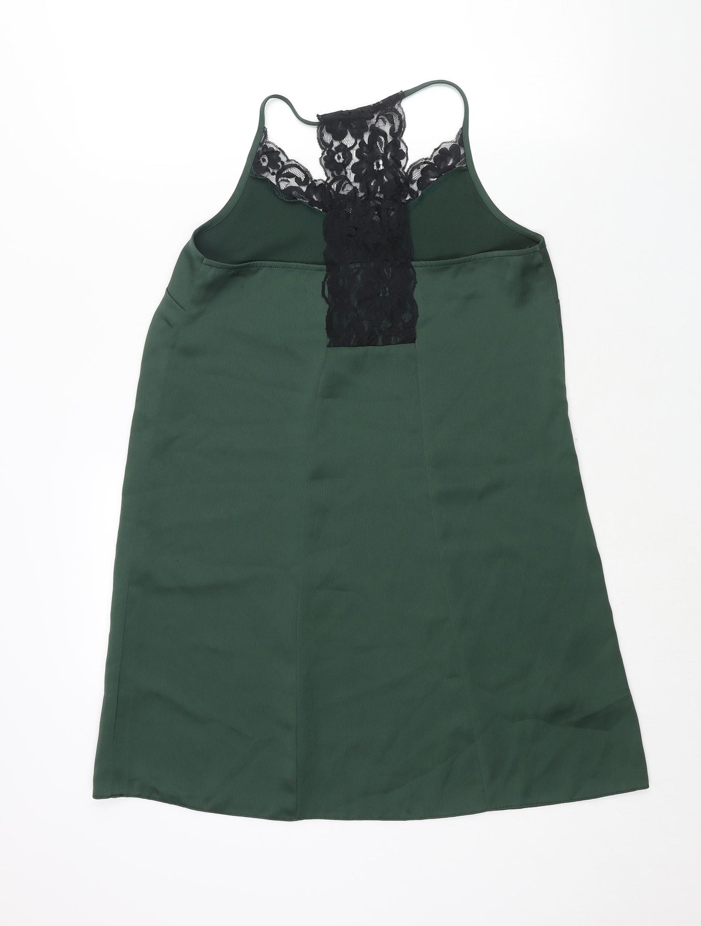 River Island Womens Green Polyester Shift Size 10 Scoop Neck Pullover - Lace Detail