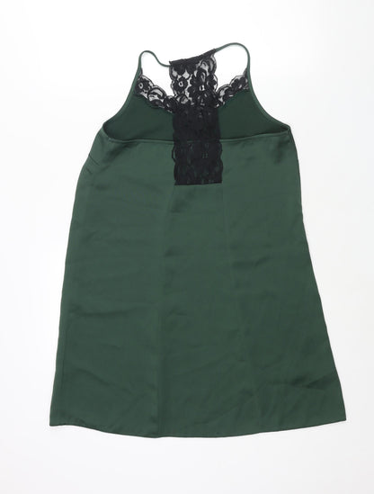 River Island Womens Green Polyester Shift Size 10 Scoop Neck Pullover - Lace Detail