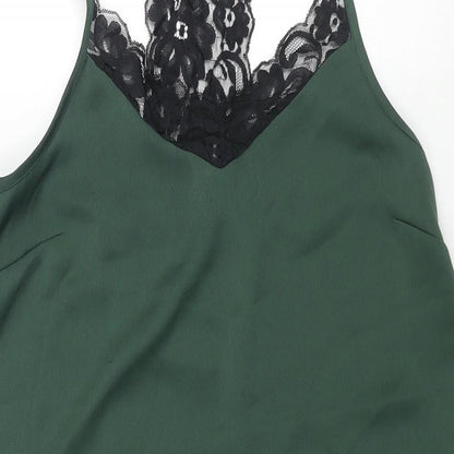 River Island Womens Green Polyester Shift Size 10 Scoop Neck Pullover - Lace Detail