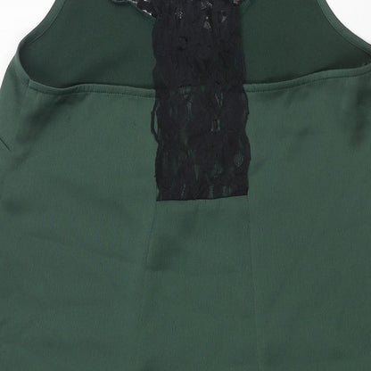 River Island Womens Green Polyester Shift Size 10 Scoop Neck Pullover - Lace Detail