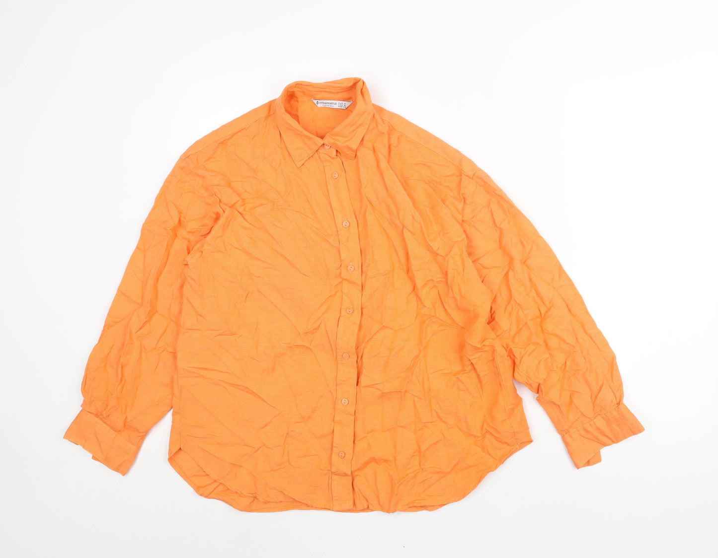 Womens UK Size M Stradivarius Orange Basic Button-Up