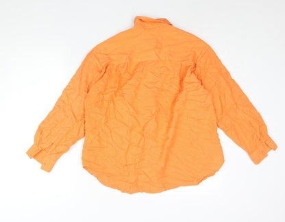 Womens UK Size M Stradivarius Orange Basic Button-Up