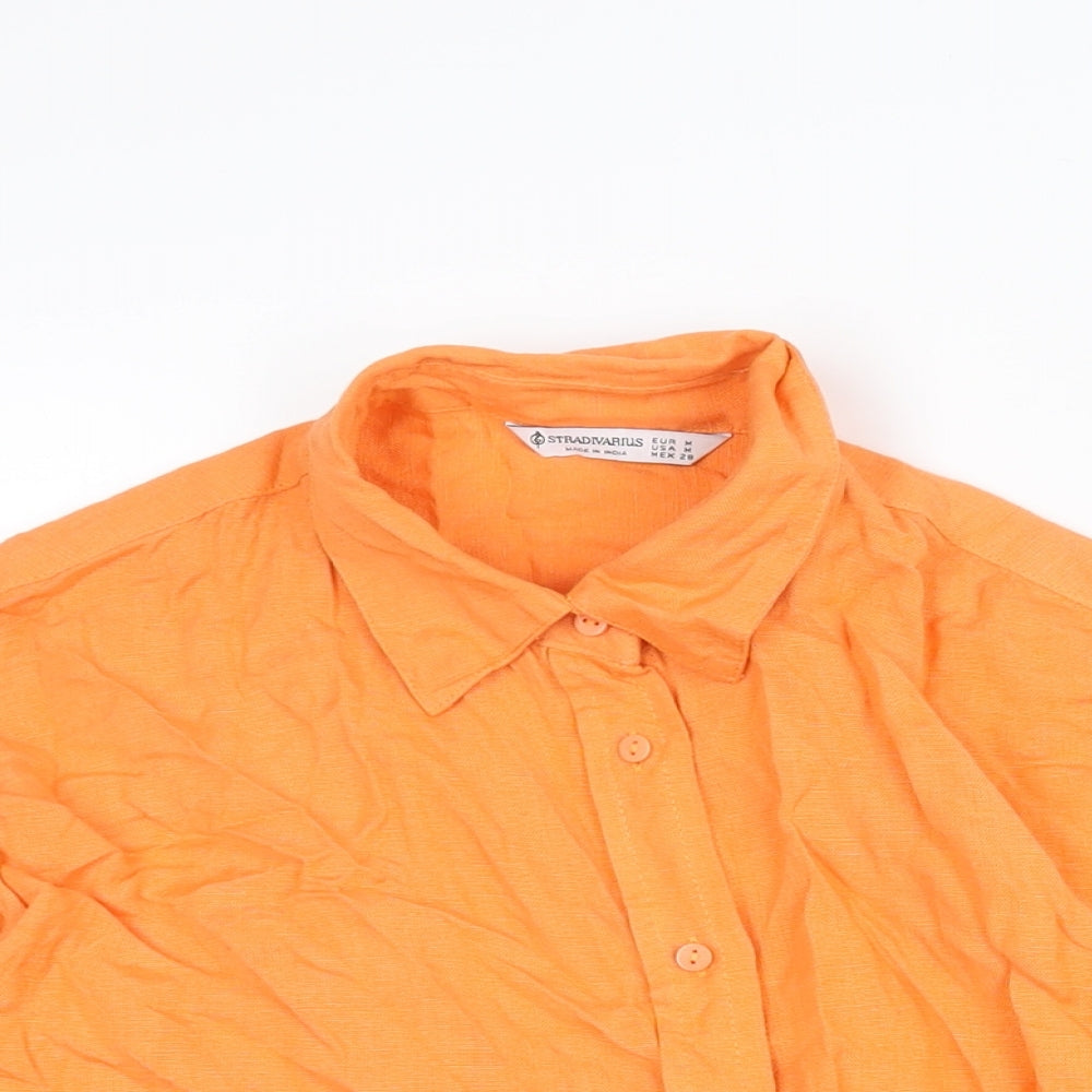 Womens UK Size M Stradivarius Orange Basic Button-Up