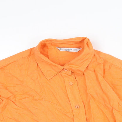 Womens UK Size M Stradivarius Orange Basic Button-Up