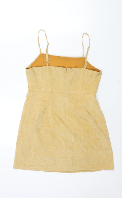 Cooperative Womens Yellow Cotton Mini Size M Square Neck Zip