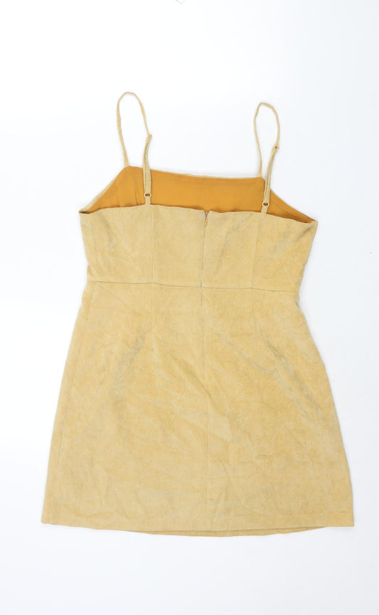Cooperative Womens Yellow Cotton Mini Size M Square Neck Zip