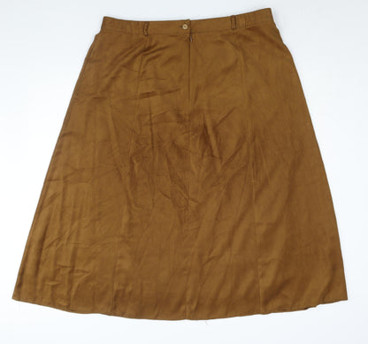 Elvie Womens Brown Polyester A-Line Skirt Size 22 Zip
