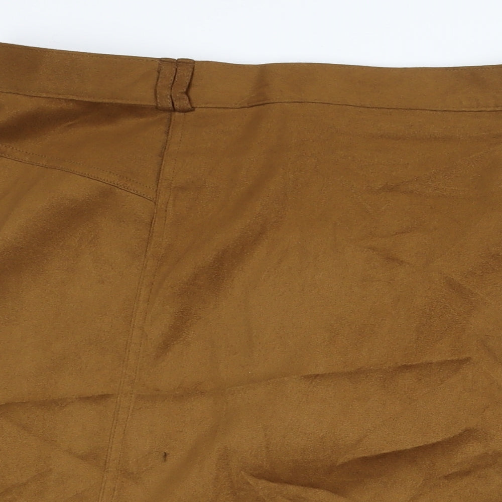 Elvie Womens Brown Polyester A-Line Skirt Size 22 Zip