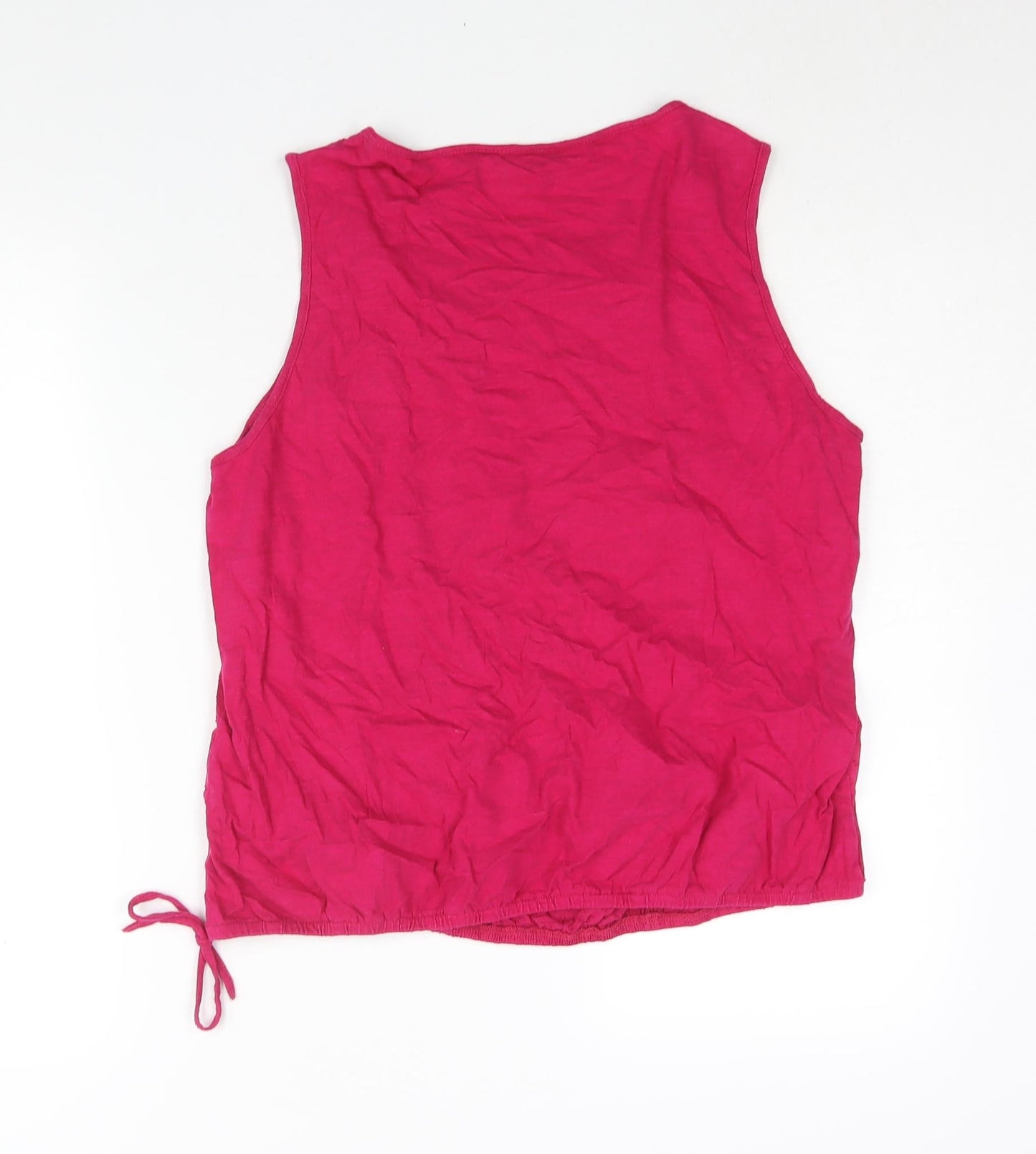 M&Co Womens Pink Cotton Camisole Blouse Size 14 Round Neck - Tie Detail Embroidered