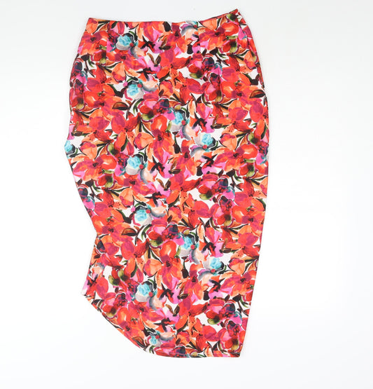 French Connection Womens Multicoloured Floral Polyester Straight & Pencil Skirt Size 10 Zip - Drawstring Detail