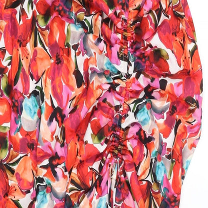 French Connection Womens Multicoloured Floral Polyester Straight & Pencil Skirt Size 10 Zip - Drawstring Detail