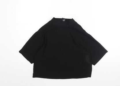 Womens UK Size 8 COLLUSION Black Cropped Blouse