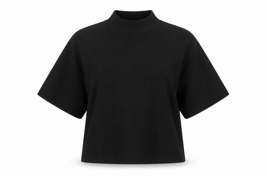 Collusion Womens Black Polyester Cropped Blouse Size 8 Mock Neck - Semi Sheer