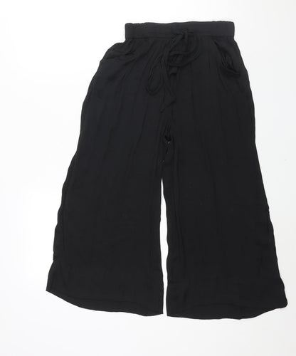Womens UK Size S Zara Regular Fit Cropped Black Trousers