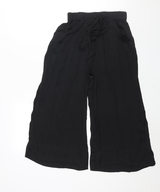 Womens UK Size S Zara Regular Fit Cropped Black Trousers