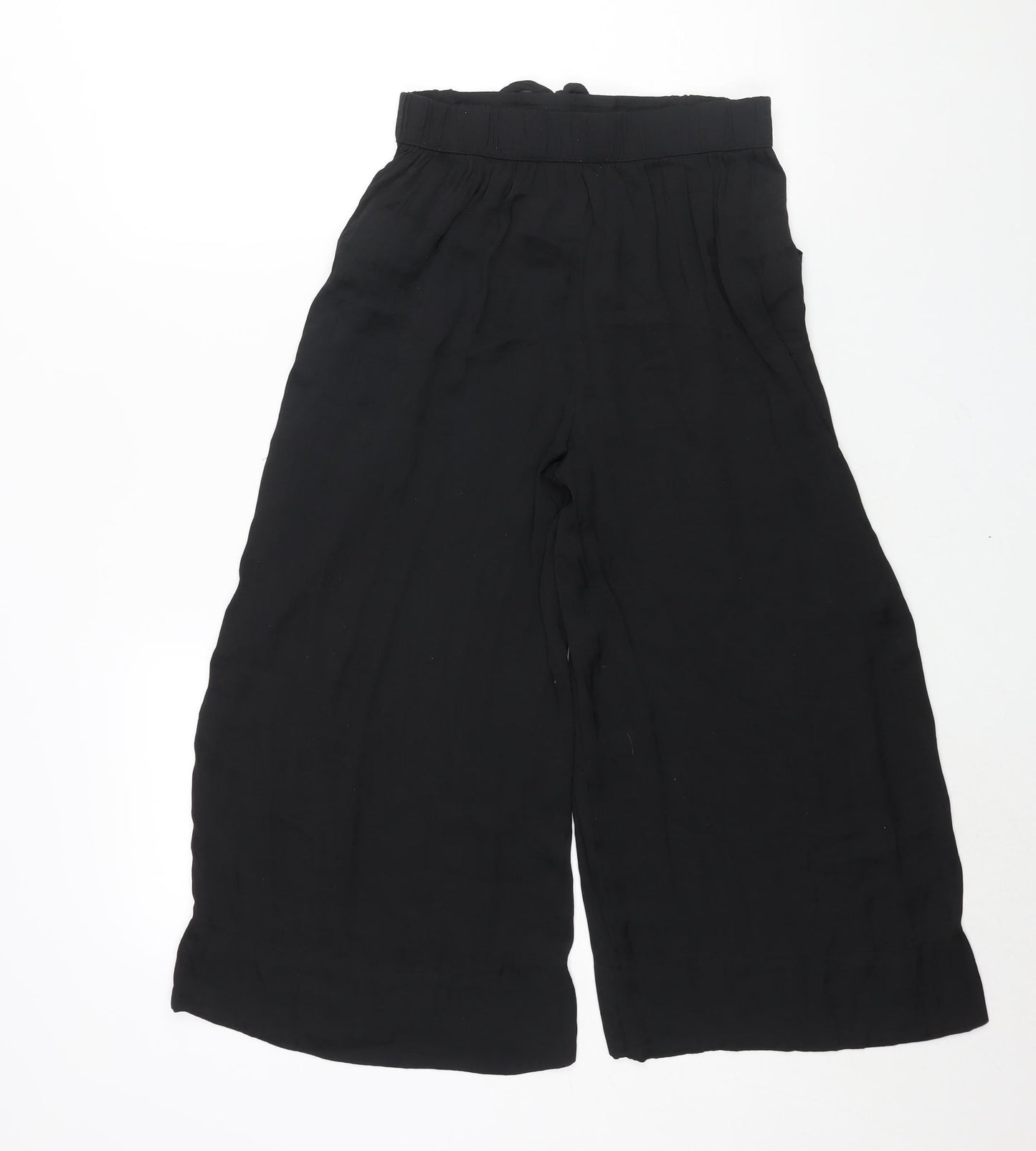 Womens UK Size S Zara Regular Fit Cropped Black Trousers
