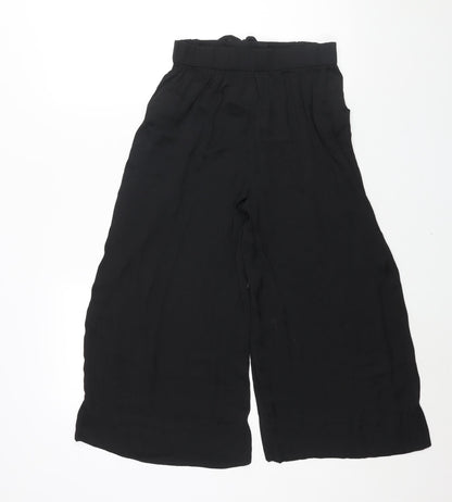 Womens UK Size S Zara Regular Fit Cropped Black Trousers