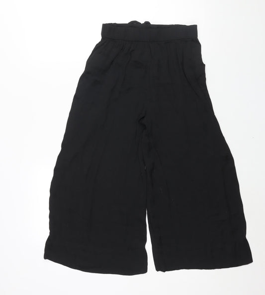 Womens UK Size S Zara Regular Fit Cropped Black Trousers