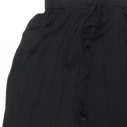 Womens UK Size S Zara Regular Fit Cropped Black Trousers